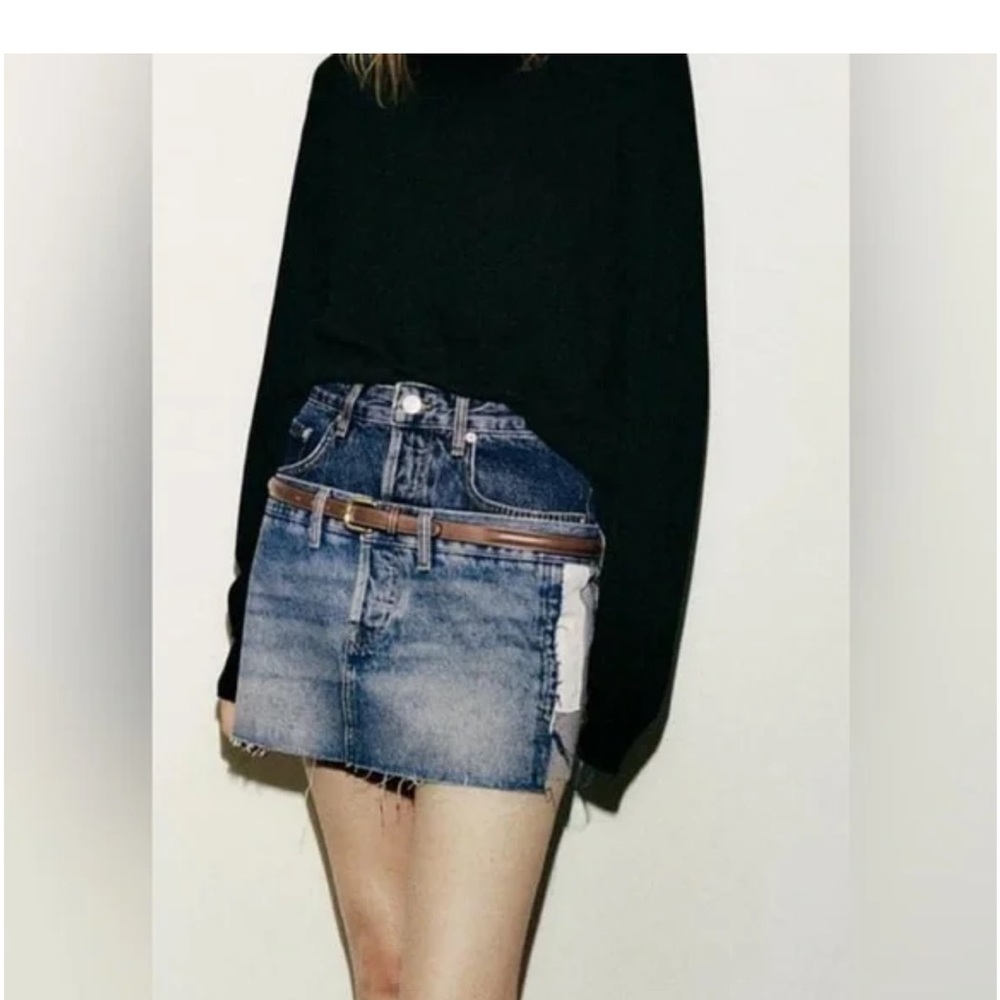 Zara Double Denim Mini Skirt